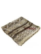 Шелковый платок (бежевый с насыщенно-коричневым принтом)