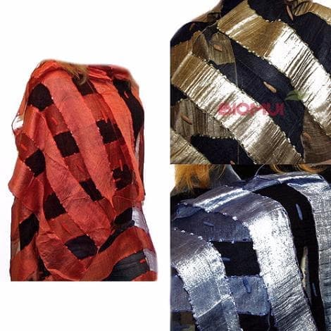 Хлопковый шарф-палантин с прозрачными полосками