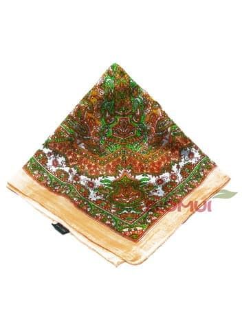 Шелковый платок с индийским узором (оранжево-персиковый)