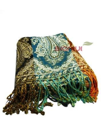 Палантин в полоску (черный, голубой, коричневый)