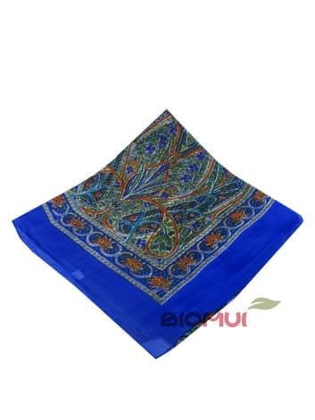 Шелковый платок с индийским принтом (морская волна)