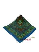 Шелковый платок с индийским принтом  (сине-зеленый)