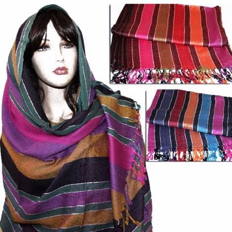 Вискозно-хлопковый шарф-палантин с орнаментом