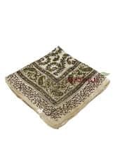 Шелковый платок (бежевый с коричнево-зеленым принтом)