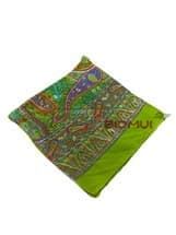 Шелковый платок с индийским узором (салатовый)